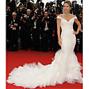 Elsa Pataky Trumpet/ Mermaid Off-the-shoulder Chapel Train Capped Short Tulle/ Taffeta Cannes Film Festival/ Evening Dress (FGY0810)