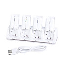 Station de Chargement PEGA, 4 Ports USB, avec 4 Batteries Rechargeables (1800mAh) pour Manettes Wii