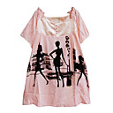 Cotton / Special Printed Squre Neckline Short Sleeves Maternity Blouses / Maternity Wear (FF-4202BE308-0736)