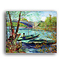 Stretched Canvas Handmade Fishing in the Spring,Pont de Clichy,c.1887 Painting by Vincent Van Gogh 0192-YCF103182