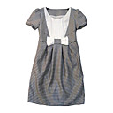 RUNWAY Style / Cotton / Check Patterns Bow Pleated Short Sleeves Round Neckline Dress / Women's Dresses (FF-1801BF043-0789)