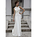 Sheath/ Column Jewel  Sweep/ Brush Train Satin  Satin surah Embroidery Quick Delivery Dress(OFGC508)