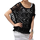 piecred mangas murciélago corto de encaje redonda blusa de escote amplio y / blusas de las mujeres (ff-4202bg003-0736)