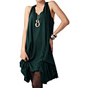 Cotton / Loose Irregular Gathered Hem Design Vest Style Neckline Jersery Dress / Women's Dresses (FF-1801BG001-0736)