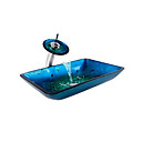 Sieg rechteckigen blauen Glas Schiff sinken und Wasserfall Hahn (0917-vt4032)