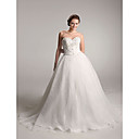 Ball Gown Sweetheart Chapel Train Organza Satin Wedding Dress