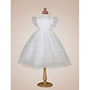 Ball Gown Bateau Tea-length Satin Organza Flower Girl Dress