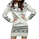 Reindeer Patterns Long Sleeves Round Neckline Sweater Dress / Women's Sweater Dresses (FF-C-BI0736601)