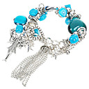 Chunky Designer Multigem with Murano Glass German Silver Bracelet-Swiss Blue(0975-V1003099)