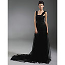 Train Tulle Sheath/ Column Straps Court Train Evening Dress inspired by Naomi Campbell