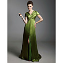 Charmeuse Sheath/ Column V-neck Sweep/ Brush Train Evening Dress inspired by Sex and the City
