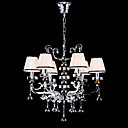 Crystal Chandelier with 6 White Lamp Shade (Chrome Finish)