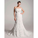 Trumpet/ Mermaid Sweetheart Court Train Chiffon Organza Tiered Wedding Dress