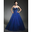 A-line Sweetheart Floor-length Taffeta Tulle Prom Dress