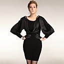 Splicing Chiffons Beaded Badges Long Sleeves Sweater Dress / Women's Sweaters (FF-A-BI1200006)