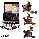 Top-Qualität Damaskus Hand-, die 3 Tattoo-Maschinen-Kit mit überlegener führte Stromversorgung (ly177)