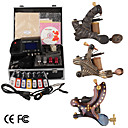 Top-Qualität Damaskus Hand-, die 3 Tattoo-Maschinen-Kit mit überlegener führte Stromversorgung (ly199)