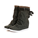 PU Leather Upper Flat Boot With Sash Fashion Shoe (0987-X3377)