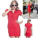 paris hilton stijl / overlapt pofmouwen jurk / dames jurken (ff-1802bf010-0811)