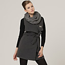 dubbellaags revers mouwloze jas met riem / damesjassen (ff-b-0736766)