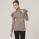hombro camello cuentas se reunieron jersey de cuello alto / suéteres de las mujeres (ss-B-0736726)