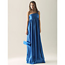Empire One Shoulder Floor-length Charmeuse Bridesmaid/ Wedding Party Dress