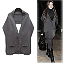 Scarf Style Front Button Pocket Sweater / Women's Sweaters (FF-E-BK0736011)