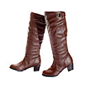 PU tomaia in pelle con tacco basso boot strap scarpa moda (0.987-x3531)