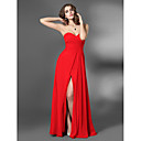Sheath/Column Sweetheart Watteau Train Chiffon Over Stretch Satin Evening Dress