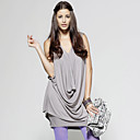 Cotton / Pleats Double Layers Gathered Elastic V Neckline Dress / Women's Dresses (FF-1801BF010-0851)
