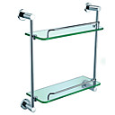 Bathroom Accessories Solid Brass Double Glass Shelf (0640-3316)