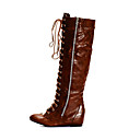 PU tomaia in pelle con tacco basso boot scarpa cerniera moda (0.987-x3513)