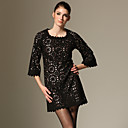 Piecred Design Half Sleeves Round Neckline Dress / Women's Dresses-Black (FF-A-BL0996011)