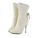 Cow Leather Upper High Heels Short Boot With Bowknot Fashion Shoe (0985-K5125)