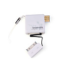 Portable USB Data Cable + TF Card Reader for iPhone/iPod (White)