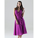 A-line Halter Tea-length Chiffon Bridesmaid/ Wedding Party Dress