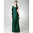 Sheath/ Column V-neck Floor-length Satin Chiffon Bridesmaid Dress