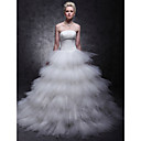 Tulle Over Satin Ball Gown Sweep/Brush Train Tiered Wedding Dress inspired by Mandy Moore in License to Wed