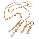 Fashion CZ And Brass With 18K Gold Plated Jewelry Set,Including Necklace,Earrings