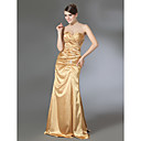  Sheath/Column Sweetheart Floor-length Stretch Satin Evening Dress with Removable Court Train