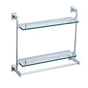 Bathroom Accessories Aluminum Double Glass Shelf With Tower Bar(1018-J57-2)