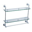 Bathroom Accessories Aluminum Double Glass Shelf With Tower Bar(1018-J39-6)