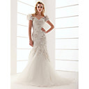 Trumpet/Mermaid V-neck Sweep/Brush Train Wedding Dress