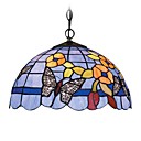 16 Inch Tiffany-style Blue With Butterfly Pattern Large Pendant (0835-P161468)