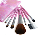 New 7 Pcs Persian Cat Hair Makeup Brush Set with Free Black Case(Five Colors)(0517-039)