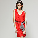 ts sciolto leopardo scollo a V con cintura vestito funky