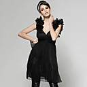 100% Silk Shoulder Decorationed  Gathered Dress / Women's Dresses (FF-A-BA0996009)