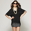 Tassel Irregular Hem Round Neckline With Sequin Vest Two-pieces T-shirt / Women's T-shirts (FF-F-CC11333003)