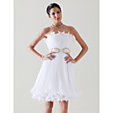 A-line Scalloped-Edge Neckline Knee-length Satin Chiffon Cocktail Dress
