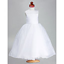 Ball Gown Jewel Ankle-length Organza Satin Flower Girl Dress